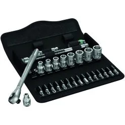 Wera 8100 SA 7 28 Piece Zyklop Metal-Push Ratchet Socket Set 1/4" Drive