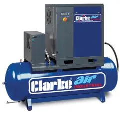 Clarke CXR15RD 53cfm 270Litre 15HP Industrial Screw Compressor With Air Receiver & Dryer (400V)