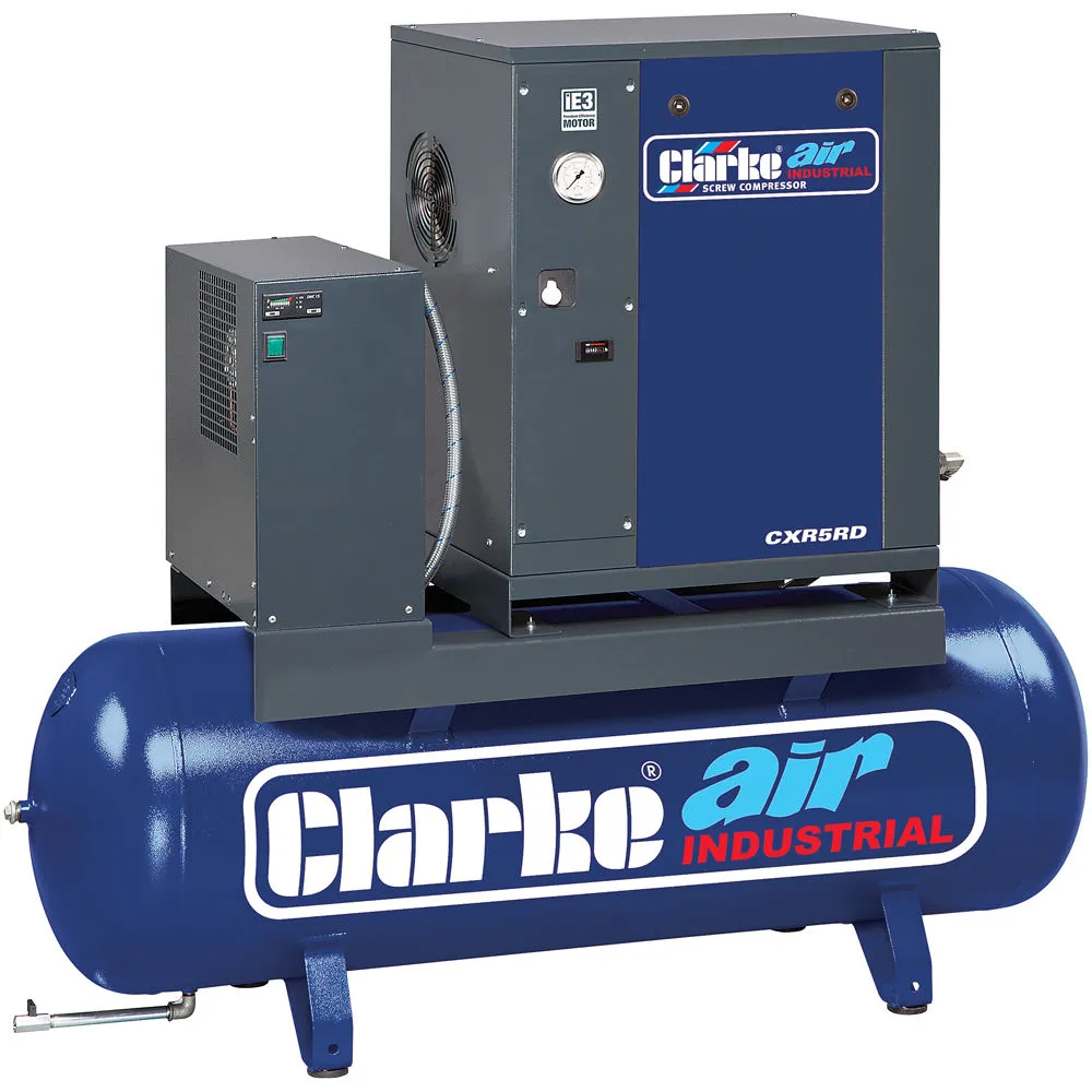 Clarke CXR5RD 17.1cfm 200Litre 5.5HP Industrial Screw Compressor With Air Receiver & Dryer (400V) 1 Clarke CXR5RD 17.1cfm 200Litre 5.5HP Industrial Screw Compressor With Air Receiver & Dryer (400V)