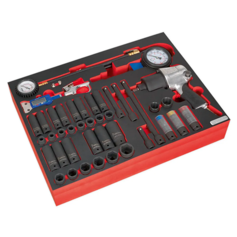 Sealey TBTP08 42 Piece Impact Wrench Sockets & Tyre Tool Set In Tool Tray 2 Sealey TBTP08 42 Piece Impact Wrench Sockets & Tyre Tool Set In Tool Tray - Image 2