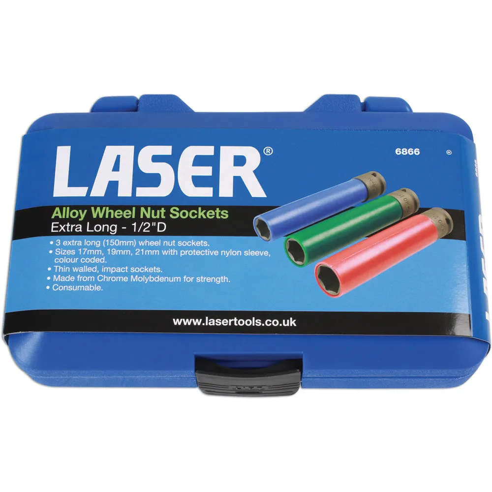Laser 6866 1/2" Drive Alloy Wheel Nut Sockets - Extra Long 2 Laser 6866 1/2" Drive Alloy Wheel Nut Sockets - Extra Long - Image 2