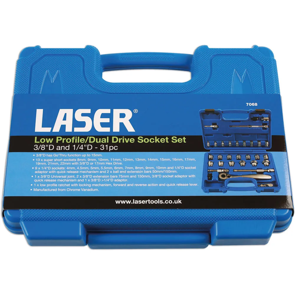 Laser 7068 31 Piece 1/4 & 3/8 Drive Low Profile/ Dual Drive Metric Socket Set 2 Laser 7068 31 Piece 1/4 & 3/8 Drive Low Profile/ Dual Drive Metric Socket Set - Image 2