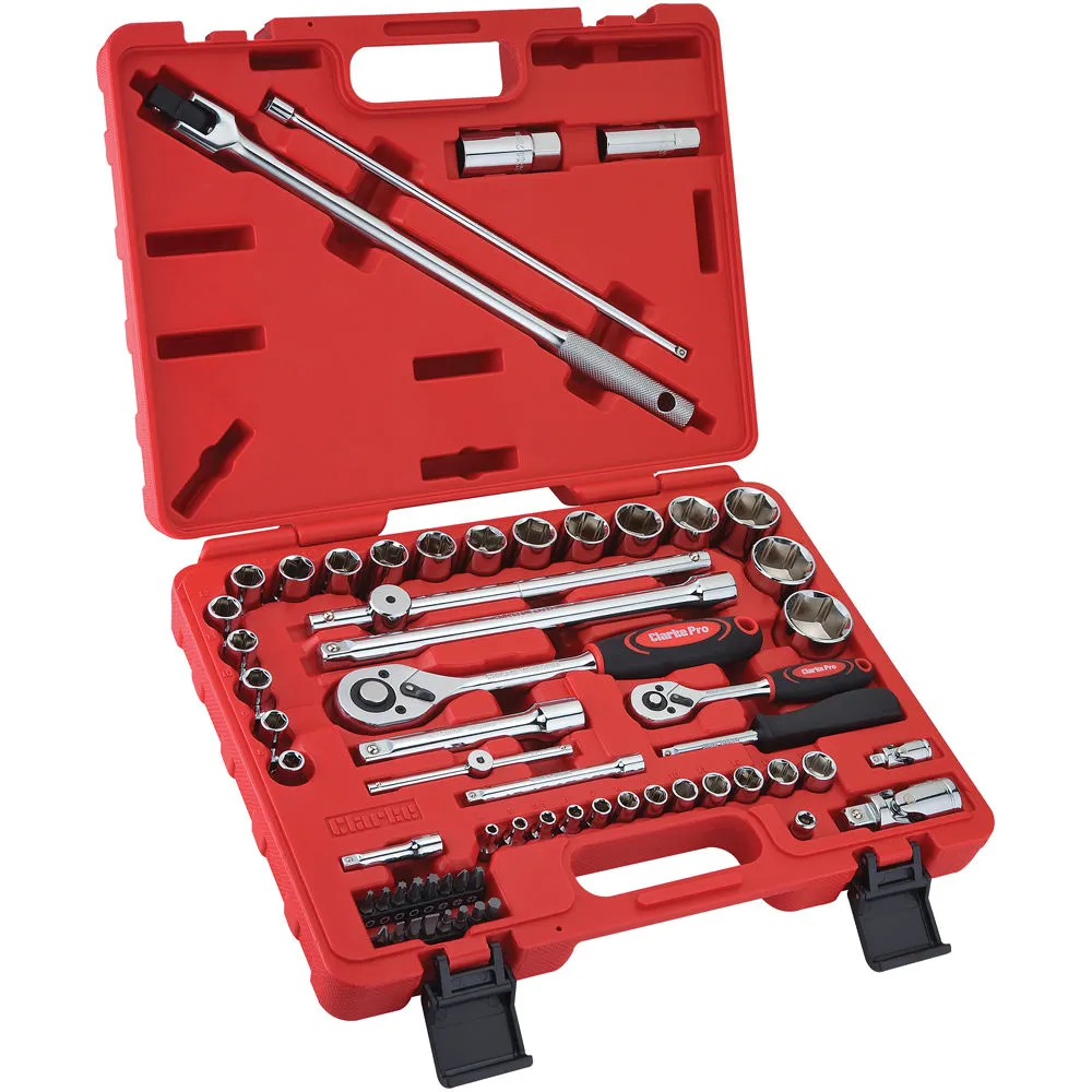 Clarke PRO389 62 Piece 1/2" & 1/4" Drive Socket & Bit Set 1 Clarke PRO389 62 Piece 1/2" & 1/4" Drive Socket & Bit Set
