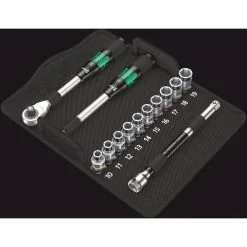 Wera 8006 SC 1 Zyklop Hybrid 13 Piece 1/2" Drive Socket Set With Ratchet Extension In Socket Twist/Lock Pouch