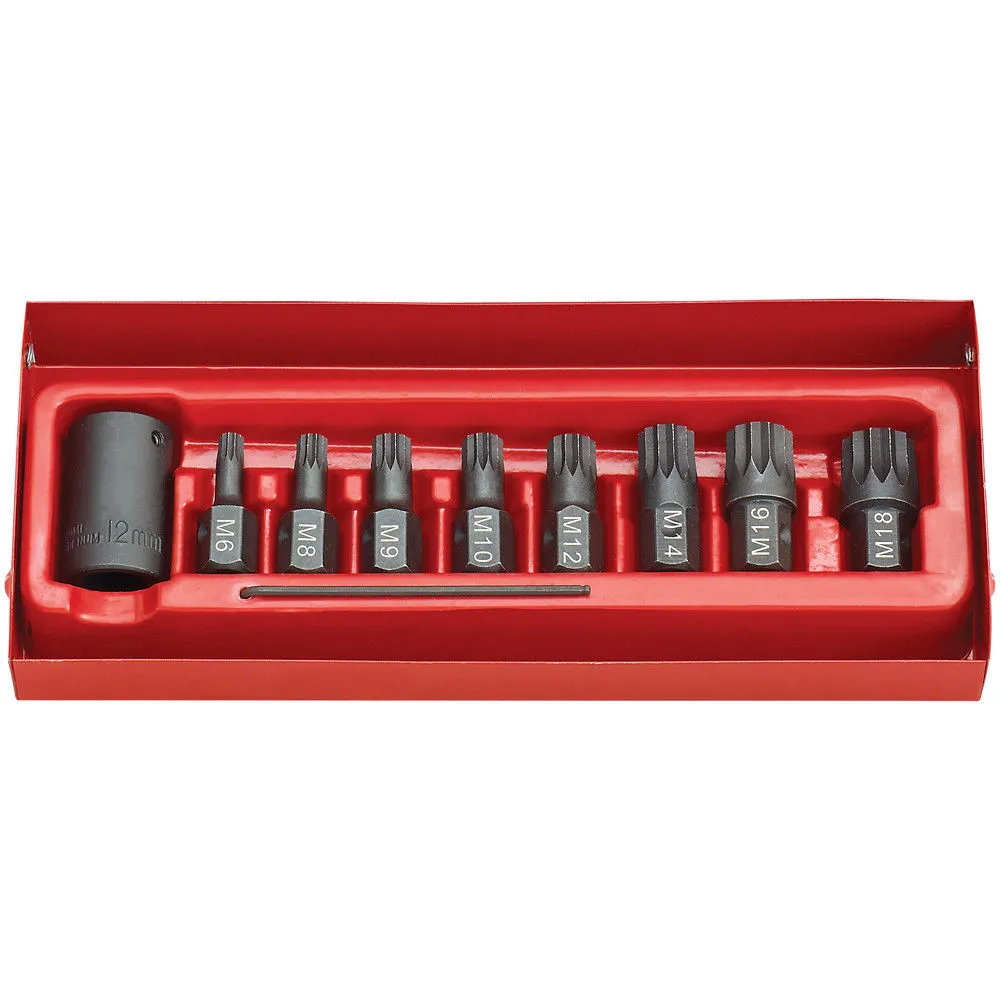 Clarke CIS12/9S 9 Piece Impact Spline Bit And 1/2” Drive Bit Holder Set 1 Clarke CIS12/9S 9 Piece Impact Spline Bit And 1/2” Drive Bit Holder Set