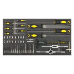 Sealey S01132 48 Piece Tool Tray With Tap & Die, File & Caliper Set