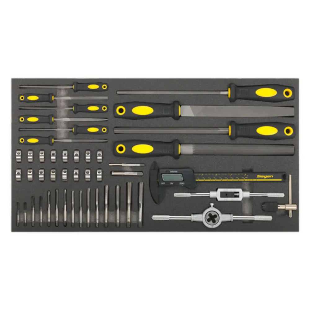 Sealey S01132 48 Piece Tool Tray With Tap & Die, File & Caliper Set 1 Sealey S01132 48 Piece Tool Tray With Tap & Die, File & Caliper Set