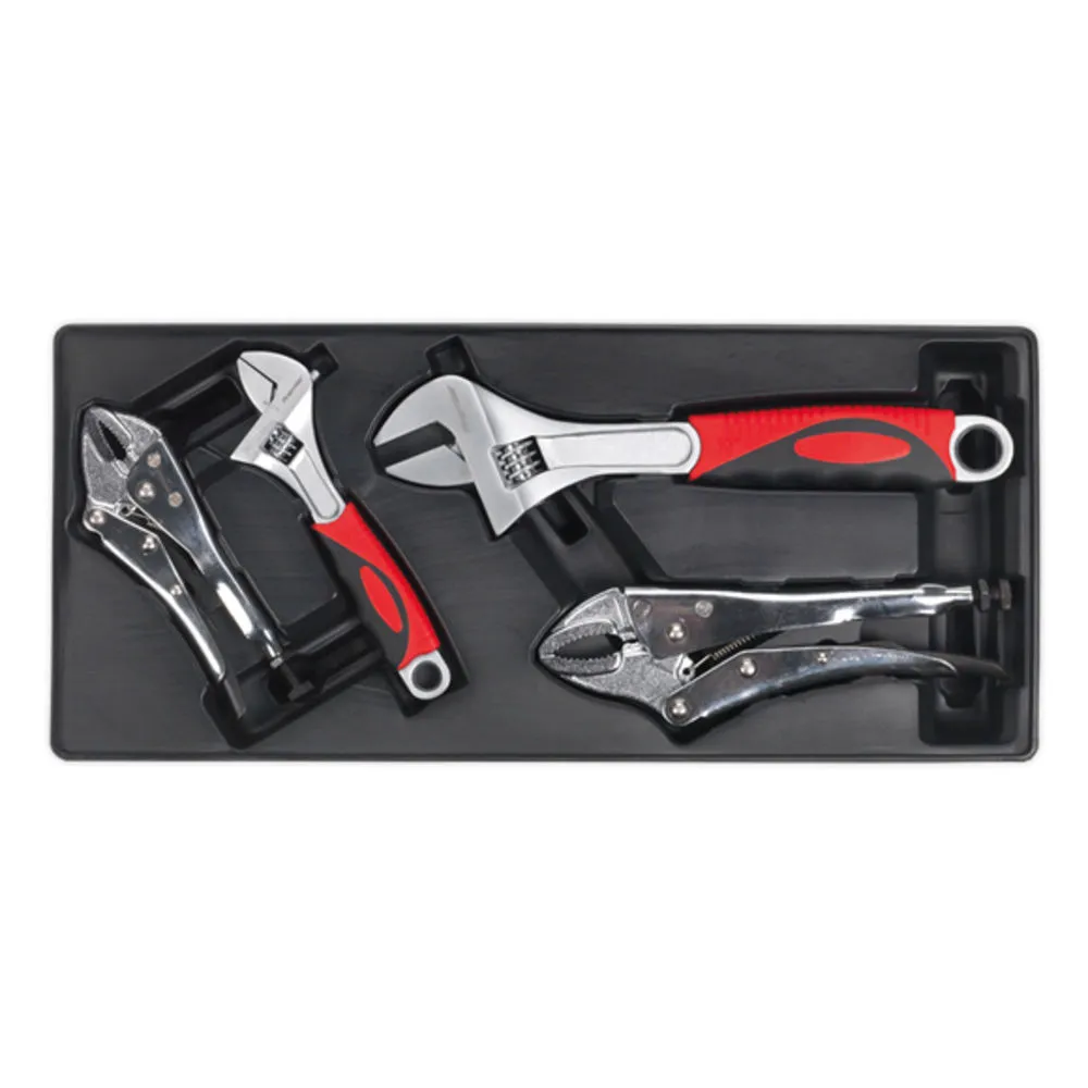 Sealey TBT04 4 Piece Tool Tray With Locking Pliers & Adjustable Spanner Set 1 Sealey TBT04 4 Piece Tool Tray With Locking Pliers & Adjustable Spanner Set