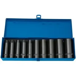 Draper 410/10MMC 1/2'' Drive 10 Piece Hi-Torq Metric Hexagon Deep Impact Sockets