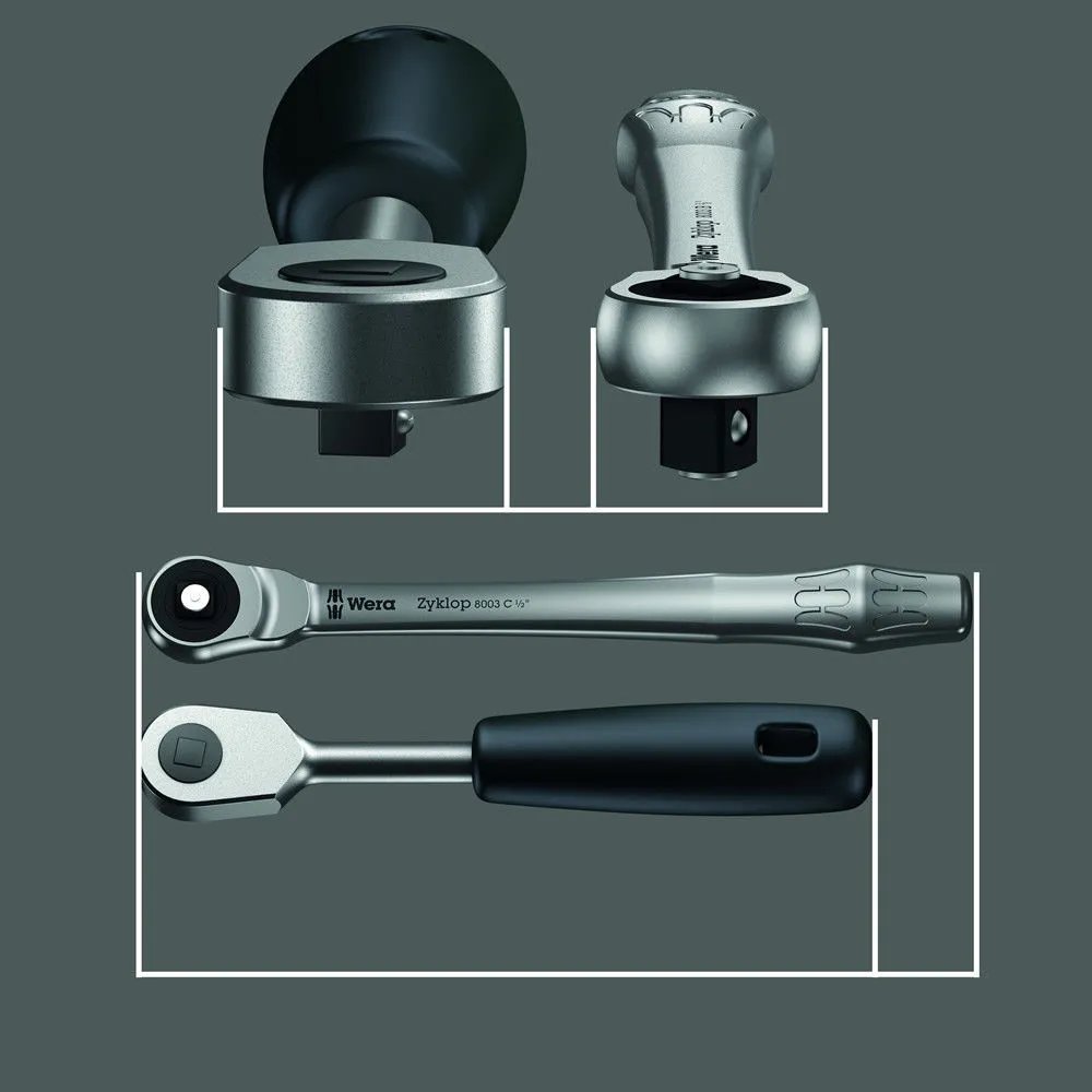 Wera Zyklop 8100 Sc10 1/2" Drive 28 Piece Imperial Ratchet And Socket Set 2 Wera Zyklop 8100 Sc10 1/2" Drive 28 Piece Imperial Ratchet And Socket Set - Image 2