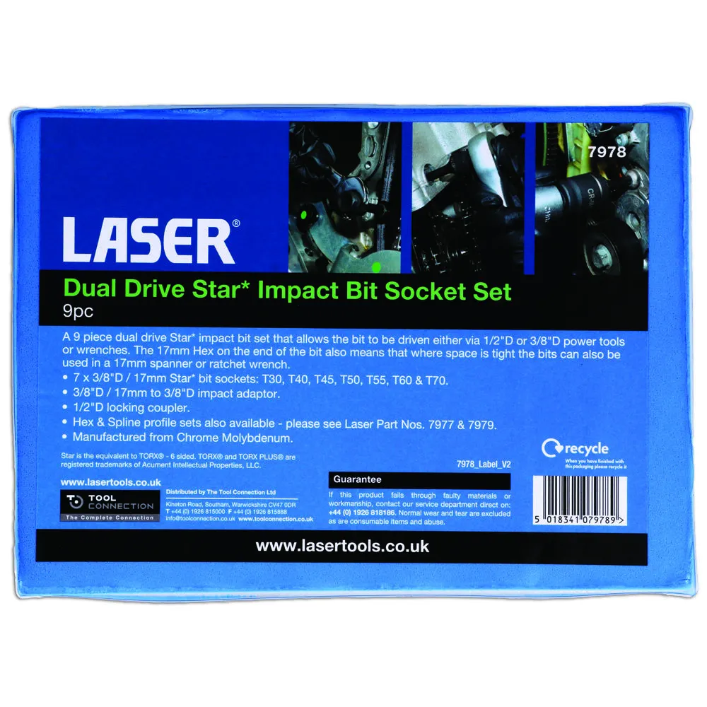 Laser 7978 9pc Dual Drive Star* Impact Bit Socket Set 4 Laser 7978 9pc Dual Drive Star* Impact Bit Socket Set - Image 4