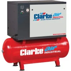 Clarke SSE36C270N 30cfm 270Litre 7.5HP Low Noise Piston Air Compressor (400V)