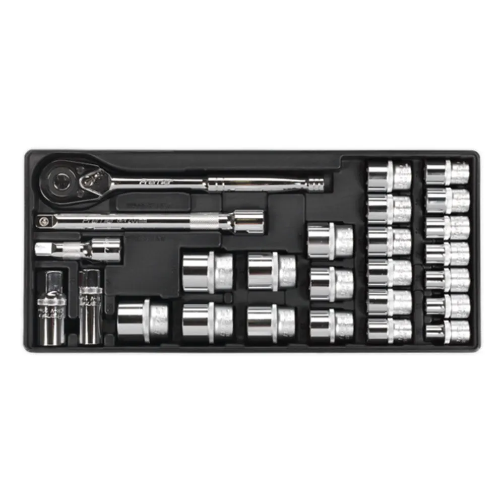 Sealey TBT21 26 Piece 1/2'' Drive Metric Socket Set 1 Sealey TBT21 26 Piece 1/2'' Drive Metric Socket Set