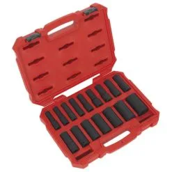 Sealey AK5817M 16 Piece 1/2" Drive Deep Lock-On™ Impact Socket Set - 6pt Metric