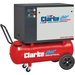 Clarke SSE15C100N 14cfm 100Litre 3HP Low Noise Piston Air Compressor (230V)