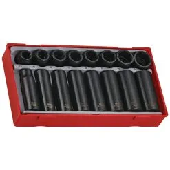 Teng TT9116 16 Piece 1/2" Regular & Deep Impact Socket Set