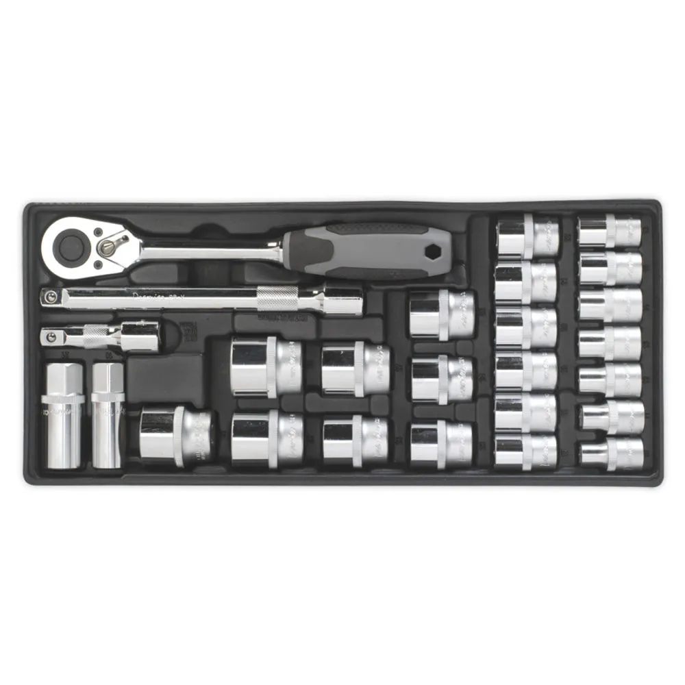 Sealey TBT35 26 Piece 1/2'' Drive Metric Socket Set 1 Sealey TBT35 26 Piece 1/2'' Drive Metric Socket Set
