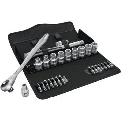 Wera 8100 SC 7 28 Piece Zyklop Metal-Push Ratchet Socket Set 1/2" Drive