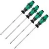Wera 335/350/355/4 Kraftform Plus LaserTip Long Screwdriver 200mm Set 4 Piece SL/PH/PZ