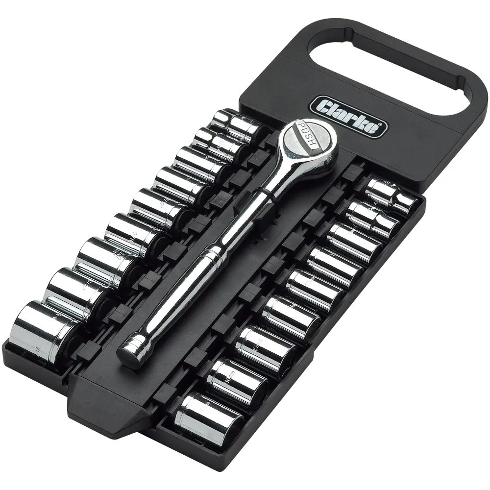 Clarke PRO351 19 Piece 3/8" Drive Socket Set 1 Clarke PRO351 19 Piece 3/8" Drive Socket Set