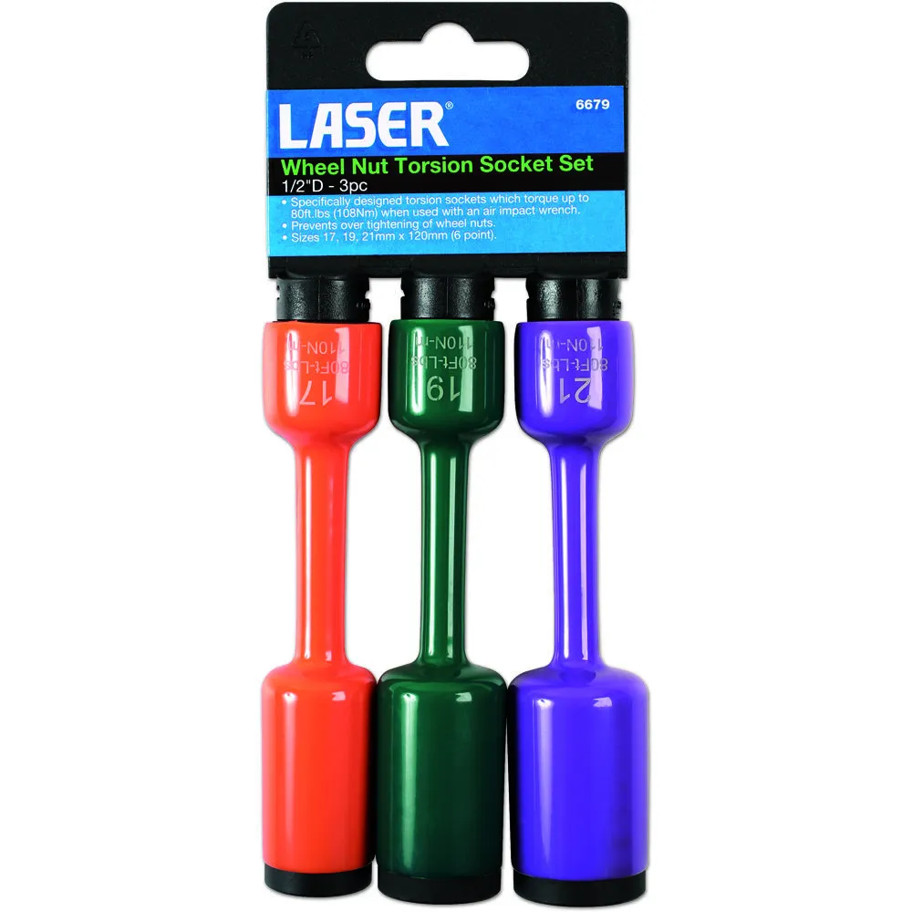 Laser 6679 3 Piece Wheel Nut Torsion Socket Set 2 Laser 6679 3 Piece Wheel Nut Torsion Socket Set - Image 2