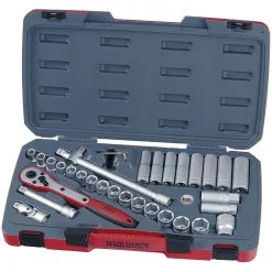 Teng T1234 1/2'' Drive Regular & Deep Metric Socket Set 34 Piece
