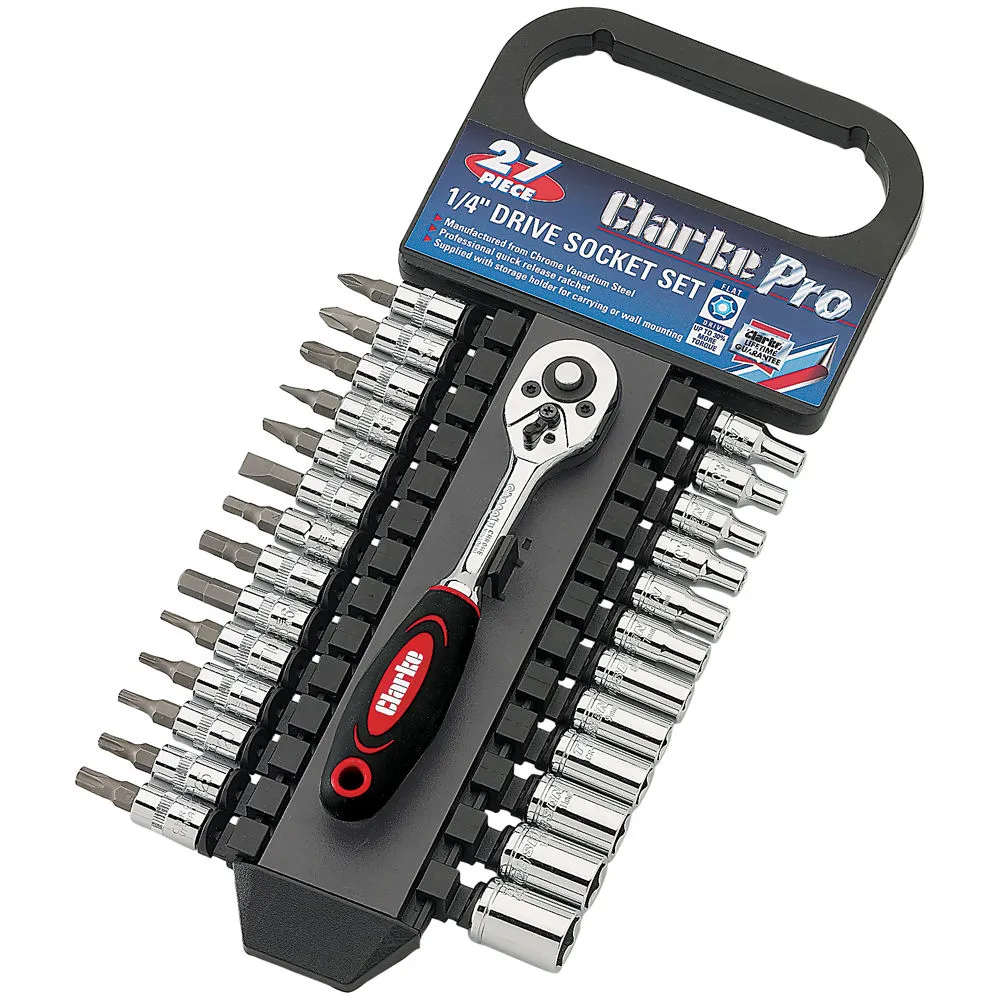 Clarke PRO358 - 27 Piece 1/4" Drive Socket & Socket Driver Set 1 Clarke PRO358 - 27 Piece 1/4" Drive Socket & Socket Driver Set