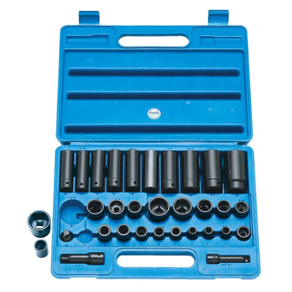 Clarke CIS9/32 32 Piece Heavy Duty 3/8" & 1/2" Impact Socket Set Metric/AF 1 Clarke CIS9/32 32 Piece Heavy Duty 3/8" & 1/2" Impact Socket Set Metric/AF